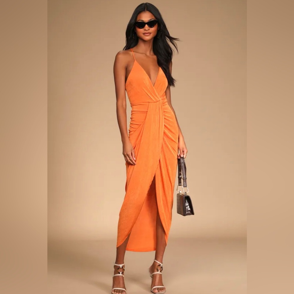 Lulus Dreamy Date Orange Dress